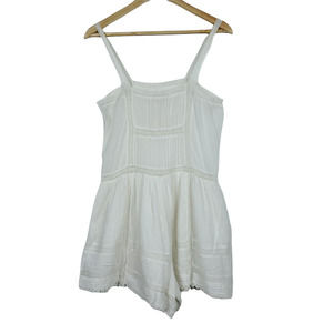 Maje Womens Romper EUR 38 Spaghetti Strap White Sleeveless Lace Trim One Piece